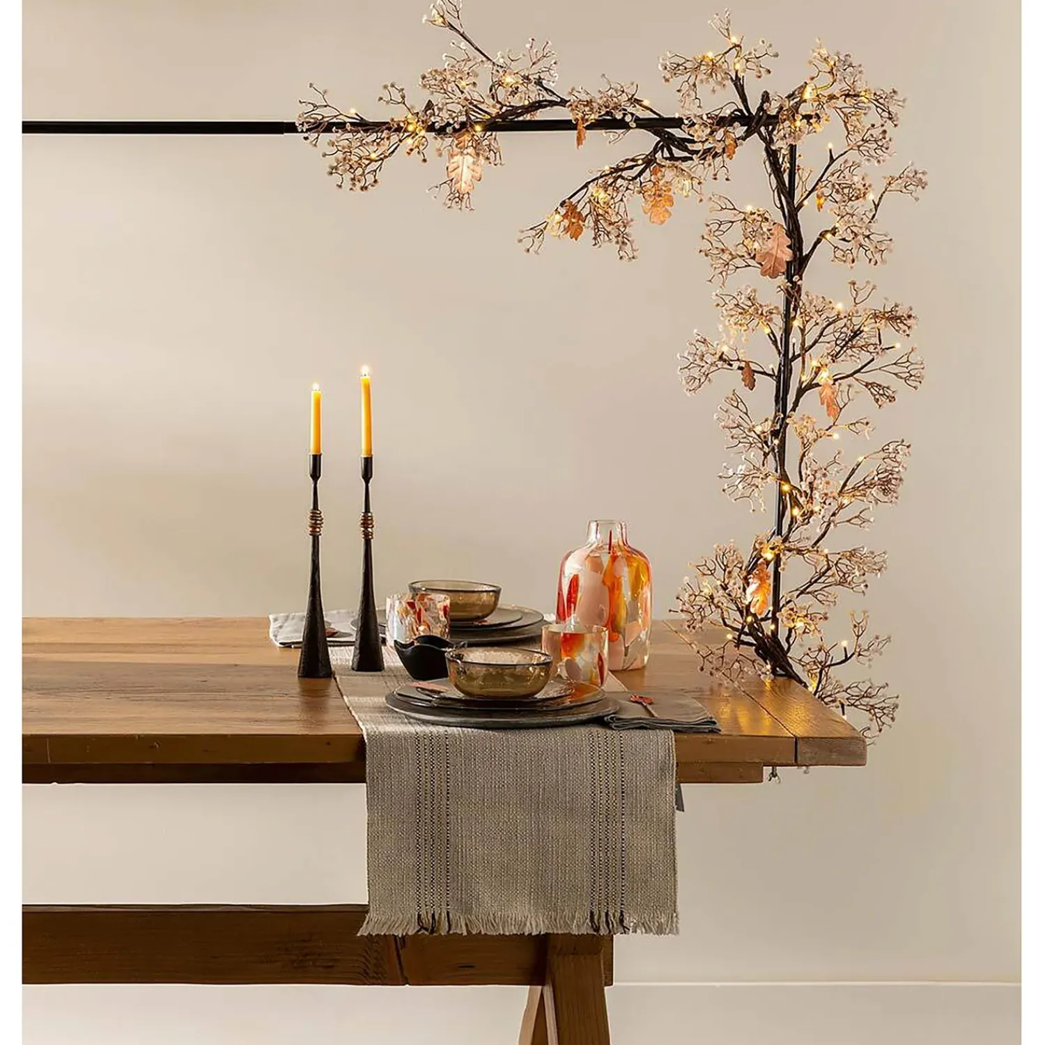 Plow & Hearth Faux Flowers & Plants|Lighted Trees & Garlands>Indoor/Outdoor Lighted Baby's Breath Garland with Timer