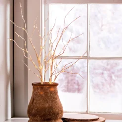 Plow & Hearth Faux Flowers & Plants|Lighted Trees & Garlands>Indoor/Outdoor Lighted Birch Branches, Set of 2 White