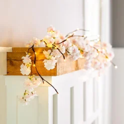 Plow & Hearth Faux Flowers & Plants|Lighted Trees & Garlands>Indoor/Outdoor Lighted Cherry Branch Garland