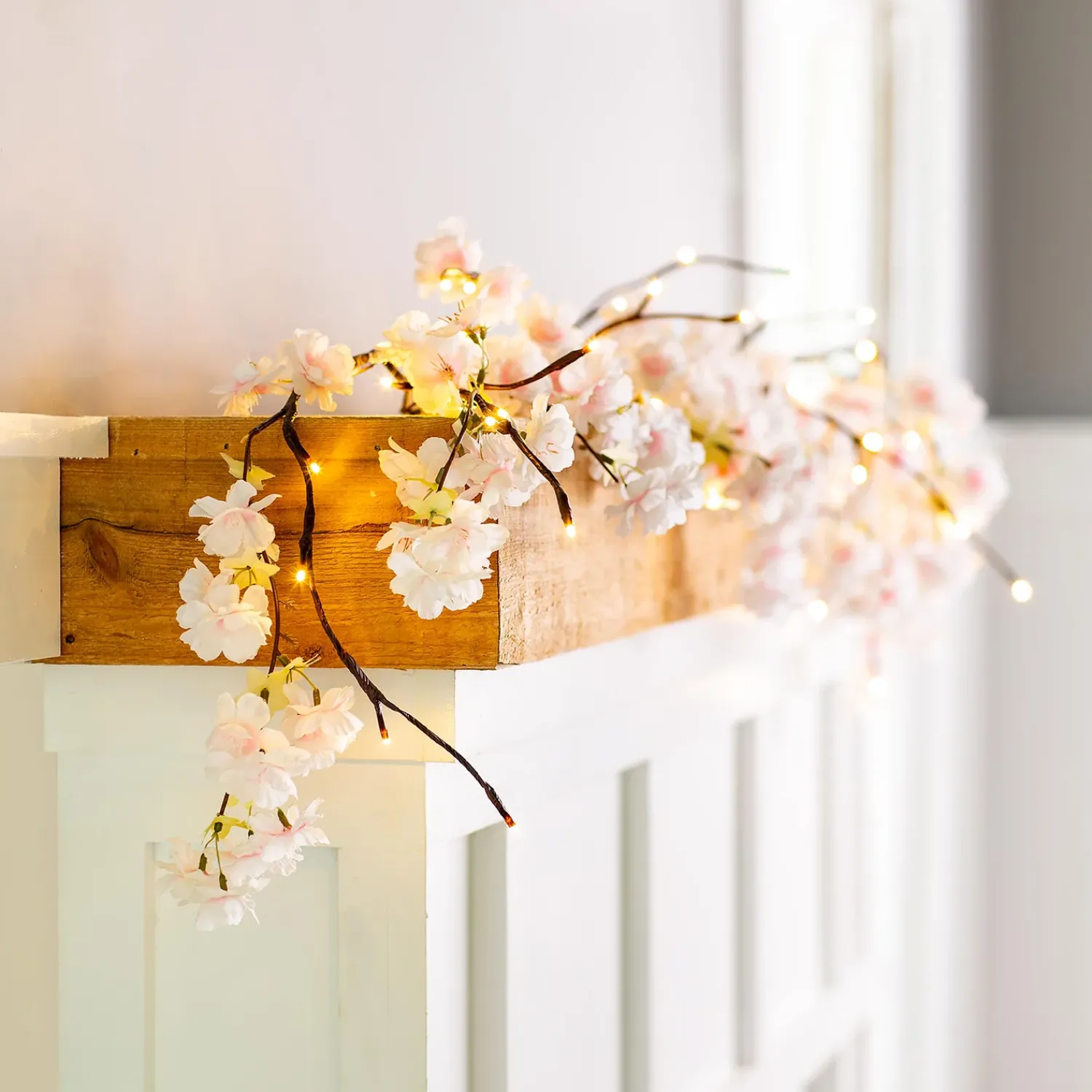 Plow & Hearth Faux Flowers & Plants|Lighted Trees & Garlands>Indoor/Outdoor Lighted Cherry Branch Garland