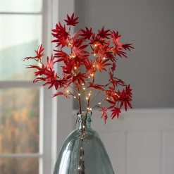 Plow & Hearth Faux Flowers & Plants|Lighted Trees & Garlands>Indoor/Outdoor Lighted Japanese Maple Tree Branches, Set of 2