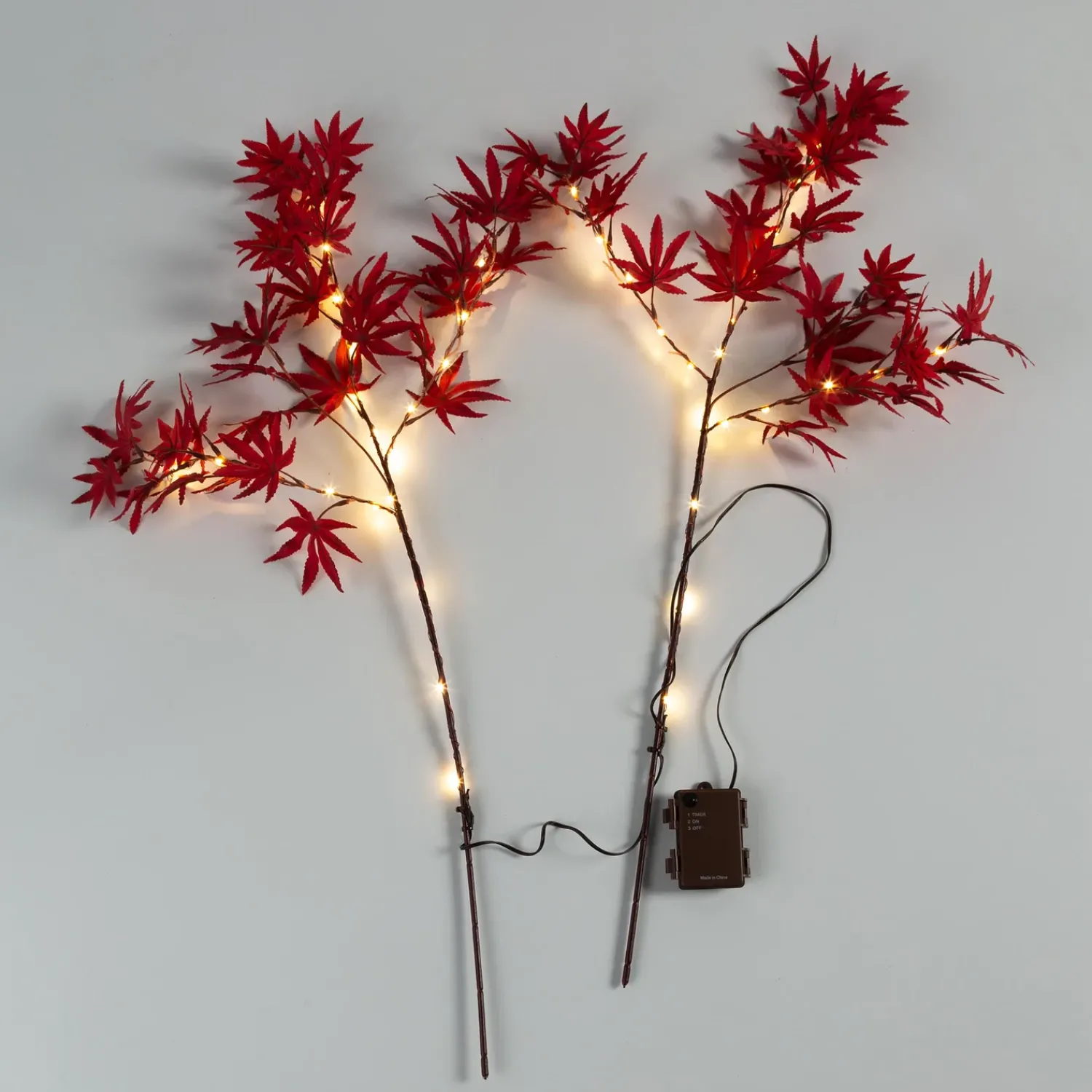 Plow & Hearth Faux Flowers & Plants|Lighted Trees & Garlands>Indoor/Outdoor Lighted Japanese Maple Tree Branches, Set of 2