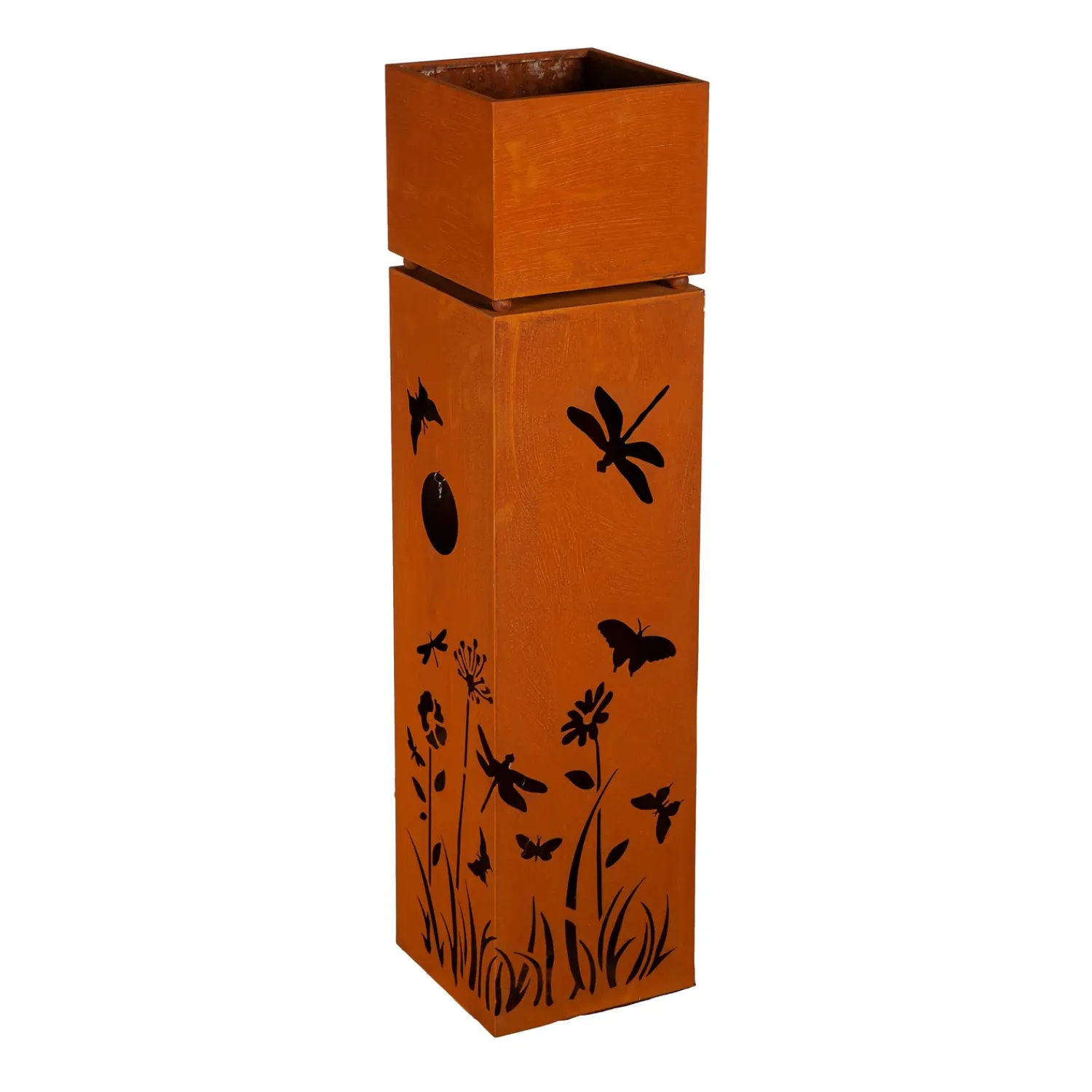 Plow & Hearth Planters & Plant Stands>Indoor/Outdoor Lighted Metal Planter with Dragonfly Design