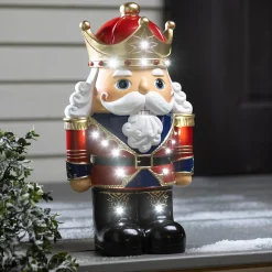 Plow & Hearth Garden Statues|Lighted Garden Decorations>Indoor/Outdoor Lighted Nutcracker Shorty Statue White