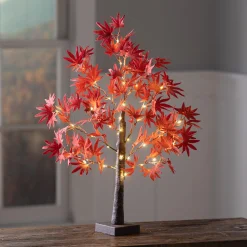 Plow & Hearth Lighted Trees & Garlands>Indoor/Outdoor Lighted Tabletop Japanese Maple Tree with 40 Lights