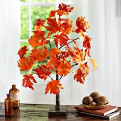 Plow & Hearth Lighted Trees & Garlands>Indoor/Outdoor Lighted Tabletop Red Maple Tree with 20 Lights