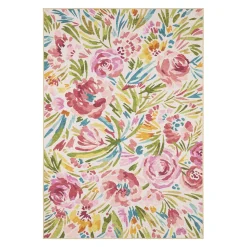 Plow & Hearth Area Rugs>Indoor/Outdoor Machine Washable Spring Flowers Rug Multi