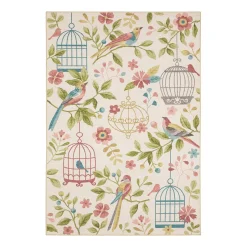 Plow & Hearth Area Rugs>Indoor/Outdoor Machine Washable Tropical Birds Polyester Rug Multi