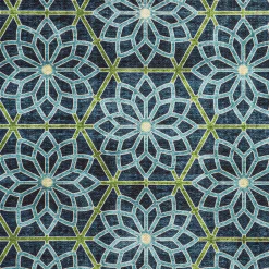 Plow & Hearth Area Rugs>Indoor/Outdoor Machine Washable Blue Kaleidoscope Printed Rug, 5' x 7'