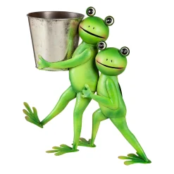 Plow & Hearth Planters & Plant Stands|Planters & Vases>Indoor/Outdoor Metal Friendly Frogs Planter