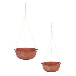 Plow & Hearth Planters & Plant Stands>Indoor/Outdoor Metal Hanging Planters with Terra Cotta Finish, Set of 2