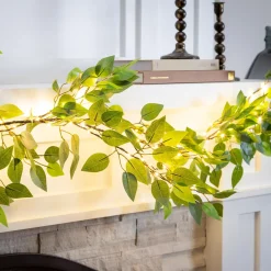 Plow & Hearth Faux Flowers & Plants|Lighted Trees & Garlands>Indoor/Outdoor Micro LED Lighted Ficus Garland