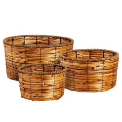 Plow & Hearth Planters & Plant Stands|Planters & Vases>Indoor/Outdoor Nested Reed Basket Planters, Set of 3