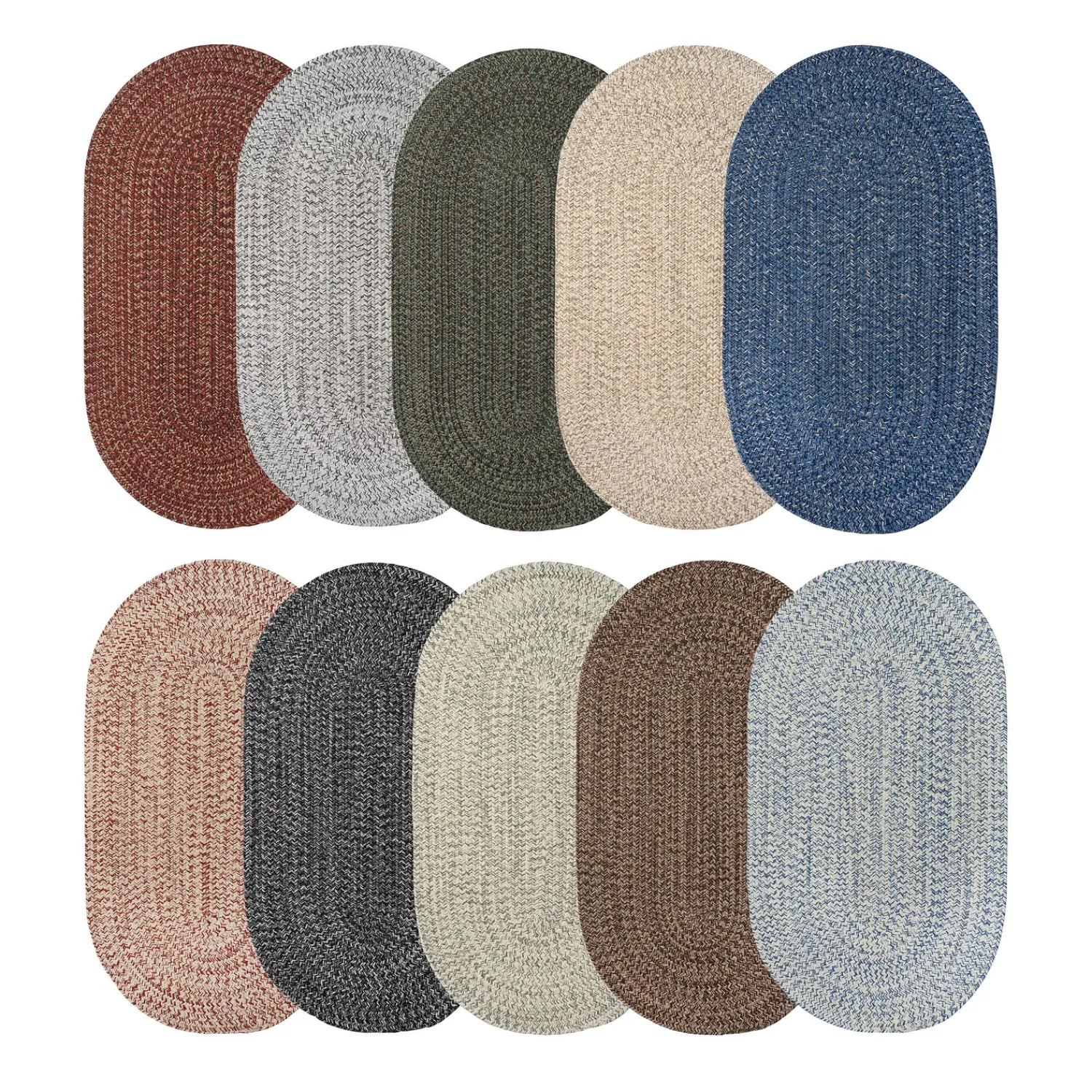 Plow & Hearth Area Rugs>Indoor/Outdoor Oval Pine Creek Braided Polypropylene Rug, 2'7" x 9' Runner