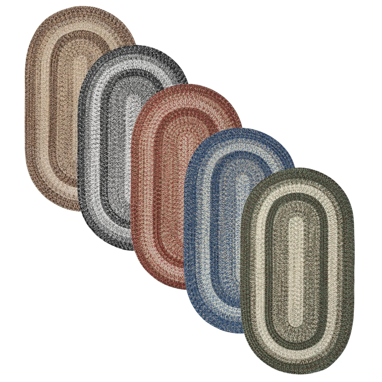 Plow & Hearth Area Rugs>Indoor/Outdoor Oval Woodridge Braided Polypropylene Rug, 2' x 3'