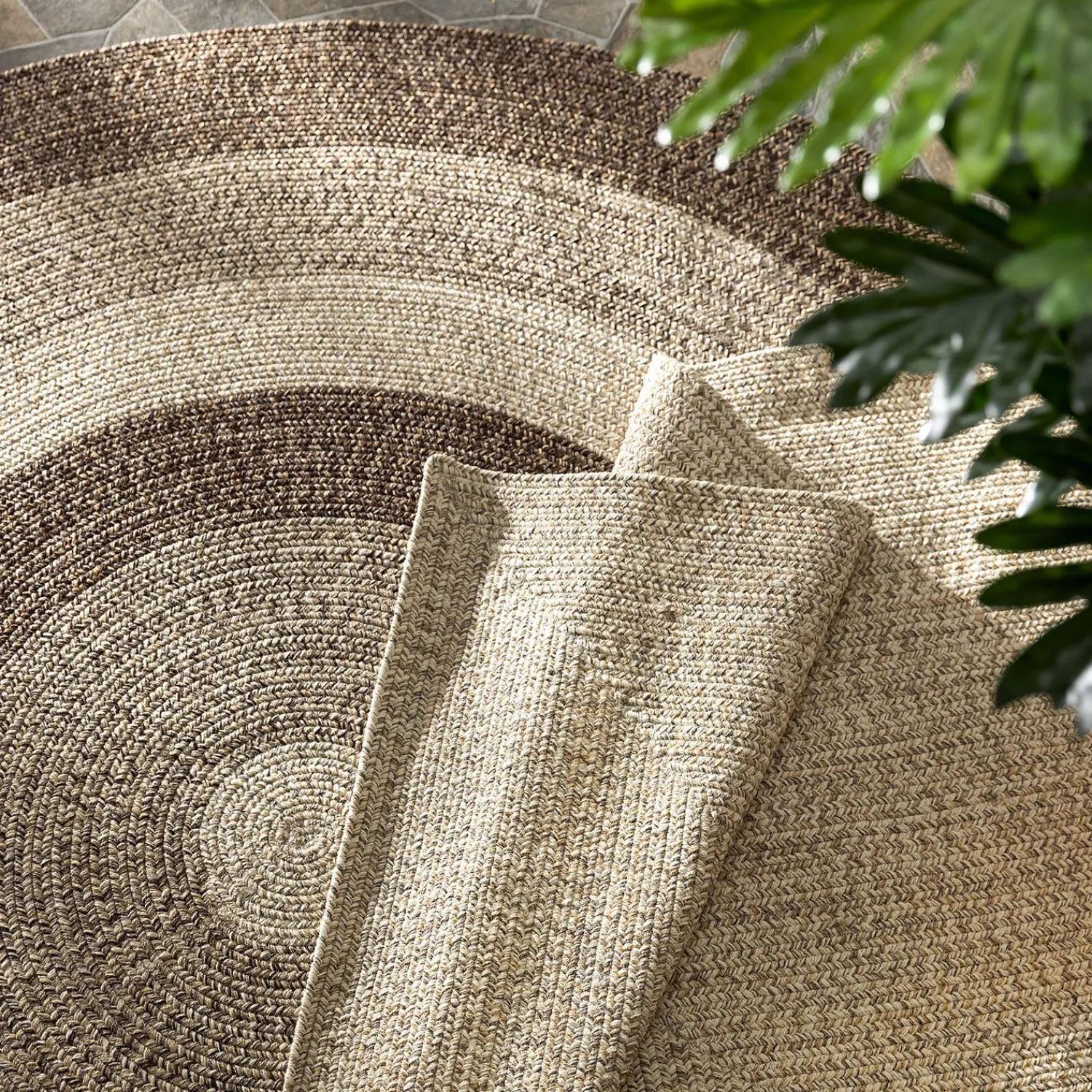 Plow & Hearth Area Rugs>Indoor/Outdoor Oval Woodridge Braided Polypropylene Rug, 7'6" Round