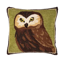Plow & Hearth Throws & Blankets>Indoor/Outdoor Owl Hooked Polypropylene Throw Pillow, 18" x 18"