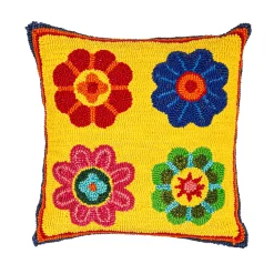 Plow & Hearth Outdoor Throw Pillows|Decorative Pillows>Indoor/Outdoor Palermo Floral Hooked Polypropylene Throw Pillow