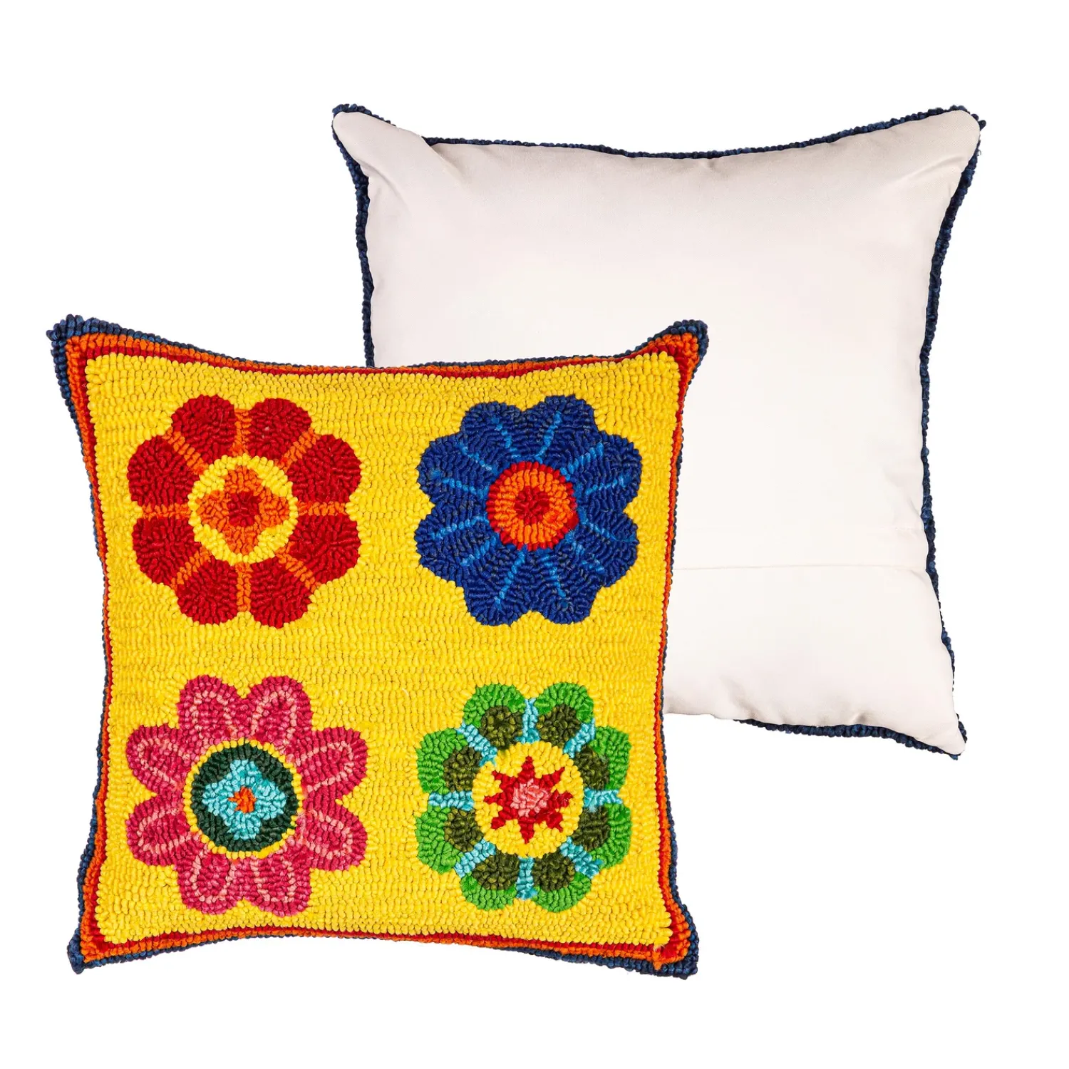 Plow & Hearth Outdoor Throw Pillows|Decorative Pillows>Indoor/Outdoor Palermo Floral Hooked Polypropylene Throw Pillow