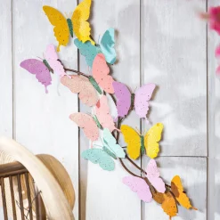 Plow & Hearth Wall Art>Indoor/Outdoor Pastel Butterfly Wall Art