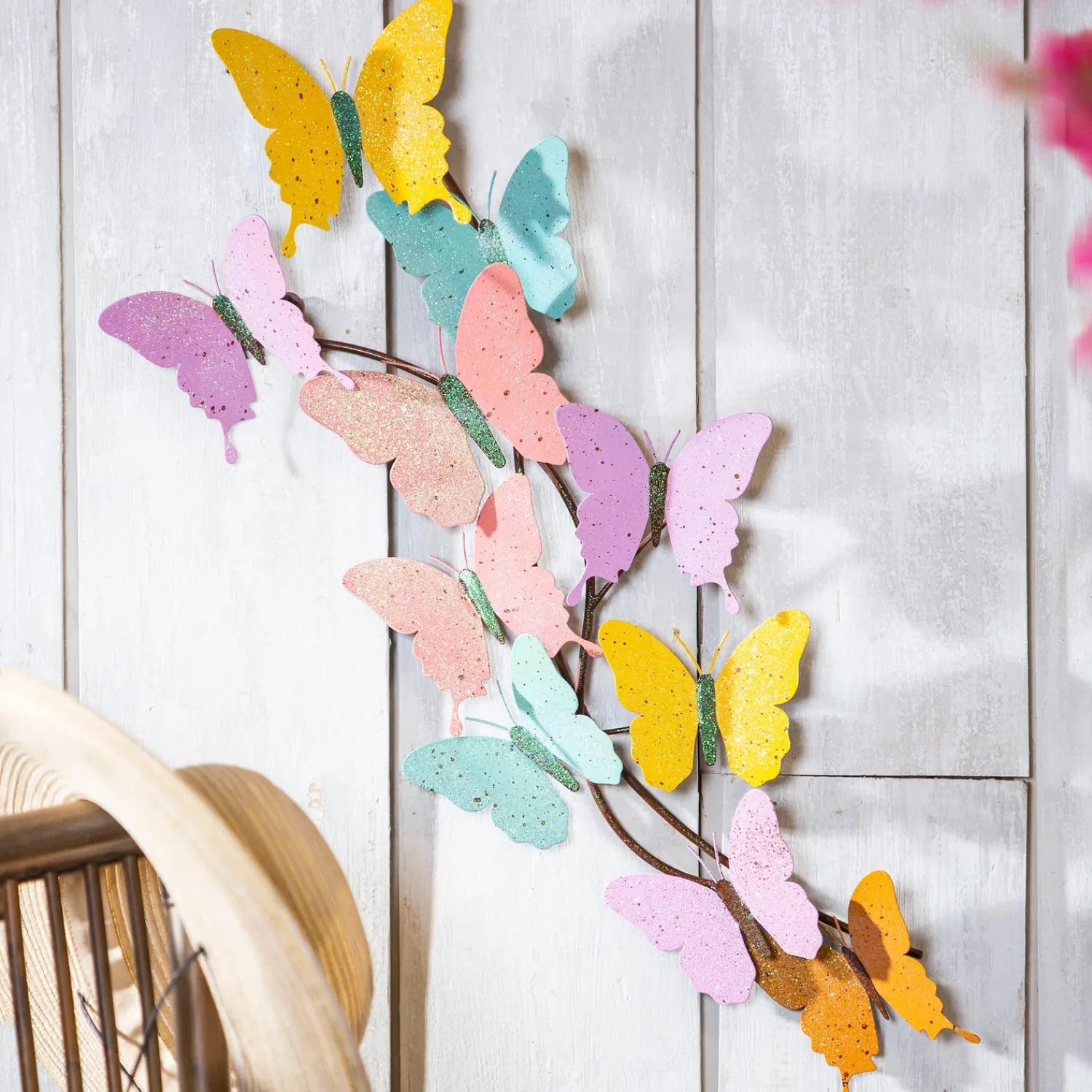 Plow & Hearth Wall Art>Indoor/Outdoor Pastel Butterfly Wall Art