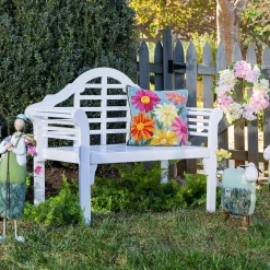 Plow & Hearth Outdoor Throw Pillows|Decorative Pillows>Indoor/Outdoor Pastel Posies Hooked Polypropylene Throw Pillow