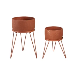 Plow & Hearth Planters & Plant Stands>Indoor/Outdoor Planters with Legs with Terra Cotta Finish, Set of 2