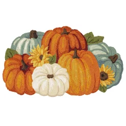 Plow & Hearth Hooked Rugs>Indoor/Outdoor Shaped Pumpkin Hooked Polypropylene Accent Rug 24"x42"