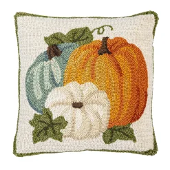 Plow & Hearth Outdoor Throw Pillows|Decorative Pillows>Indoor/Outdoor Shaped Pumpkins Hooked Polypropylene Throw Pillow 18"x18"