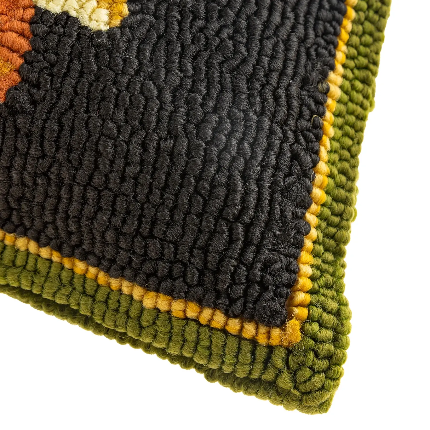 Plow & Hearth Outdoor Throw Pillows|Decorative Pillows>Indoor/Outdoor Sunflower Fields Hand-Hooked Polypropylene Throw Pillow