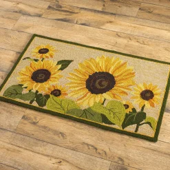 Plow & Hearth Hooked Rugs>Indoor/Outdoor Sunflower Hooked Polypropylene Accent Rug