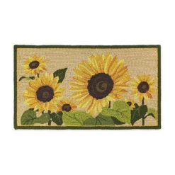 Plow & Hearth Hooked Rugs>Indoor/Outdoor Sunflower Hooked Polypropylene Accent Rug