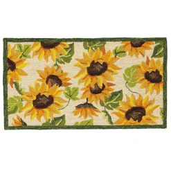 Plow & Hearth Hooked Rugs>Indoor/Outdoor Sunflower Hooked Polypropylene Accent Rug 24"x42"