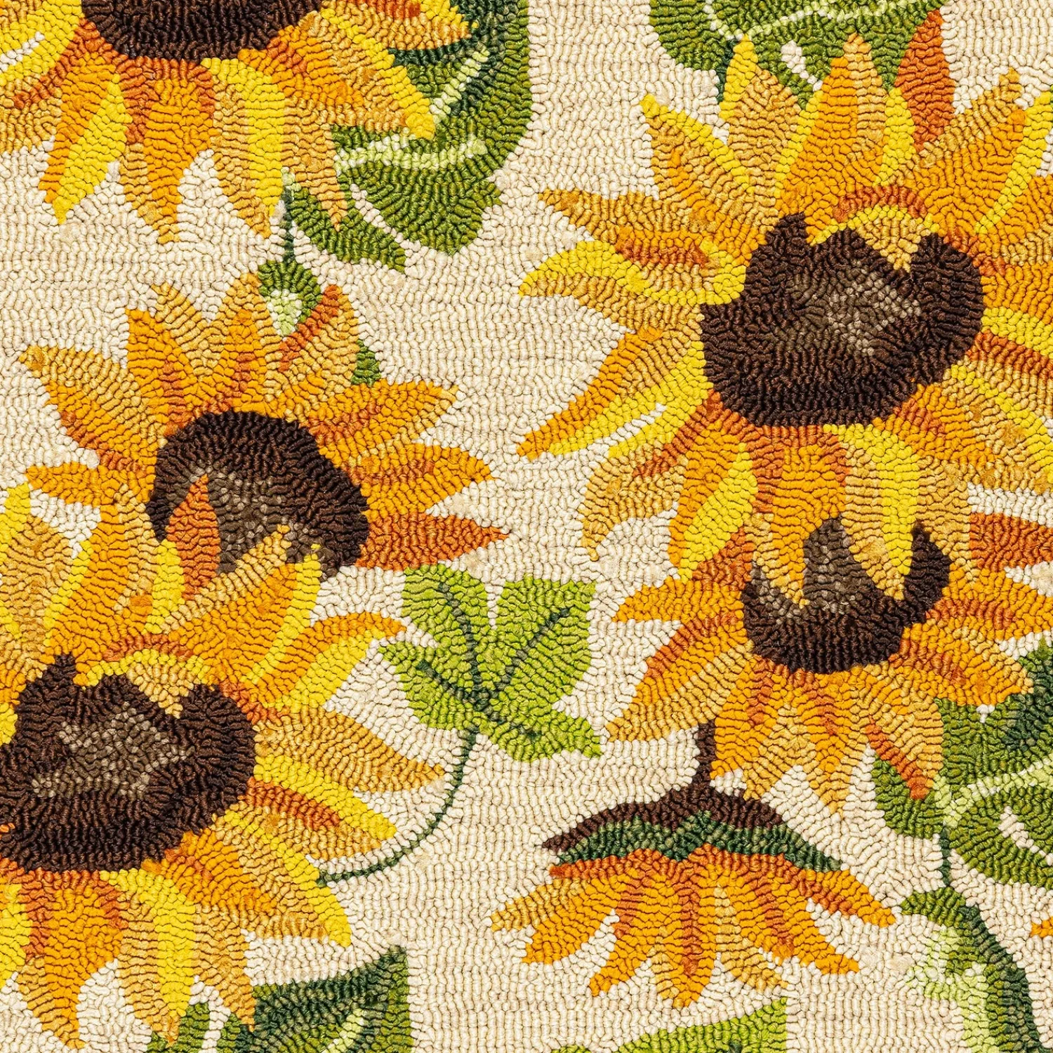 Plow & Hearth Hooked Rugs>Indoor/Outdoor Sunflower Hooked Polypropylene Accent Rug 24"x42"