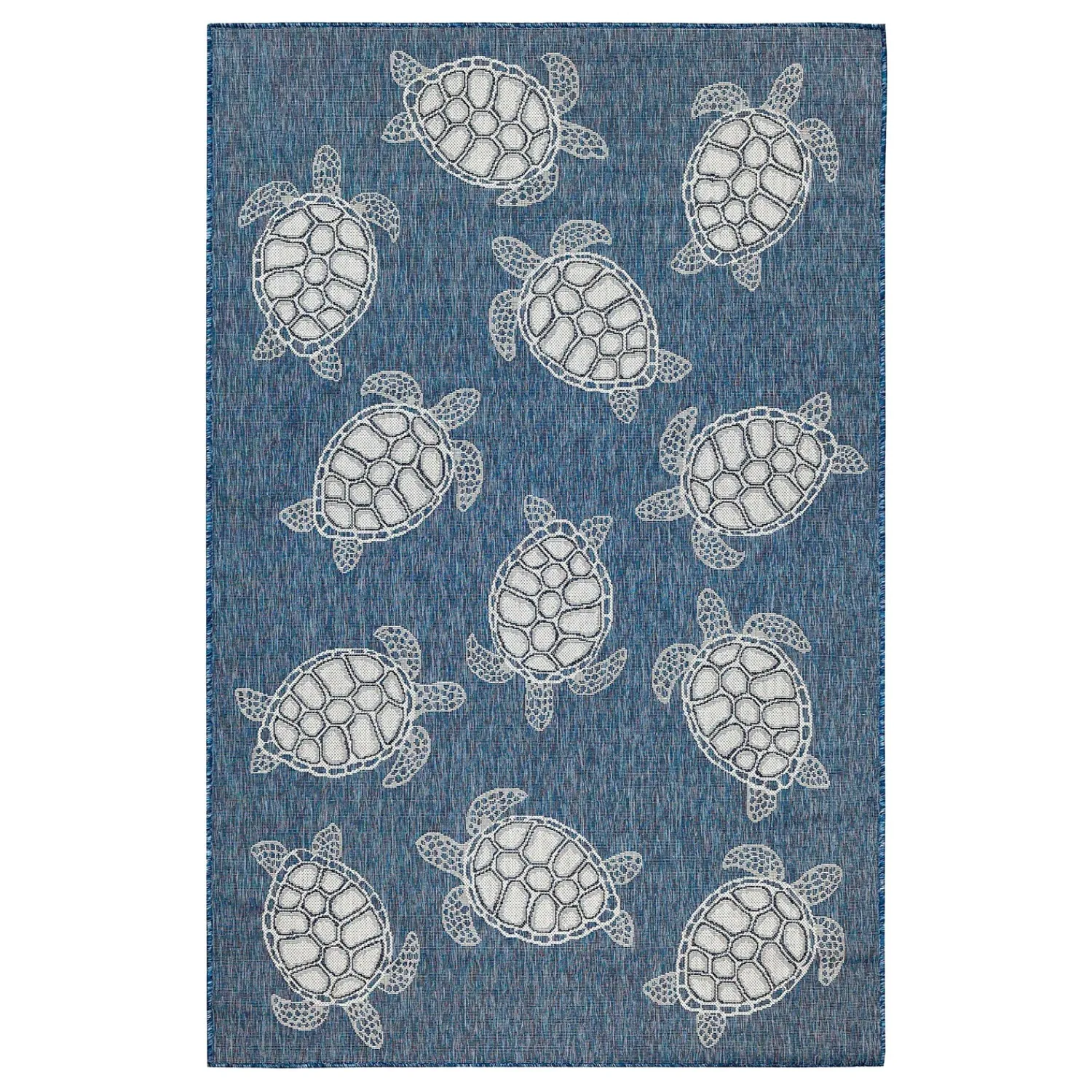 Plow & Hearth Area Rugs>Indoor/Outdoor Textured Sea Turtles Polypropylene Rug, 6'6" x 9'4"