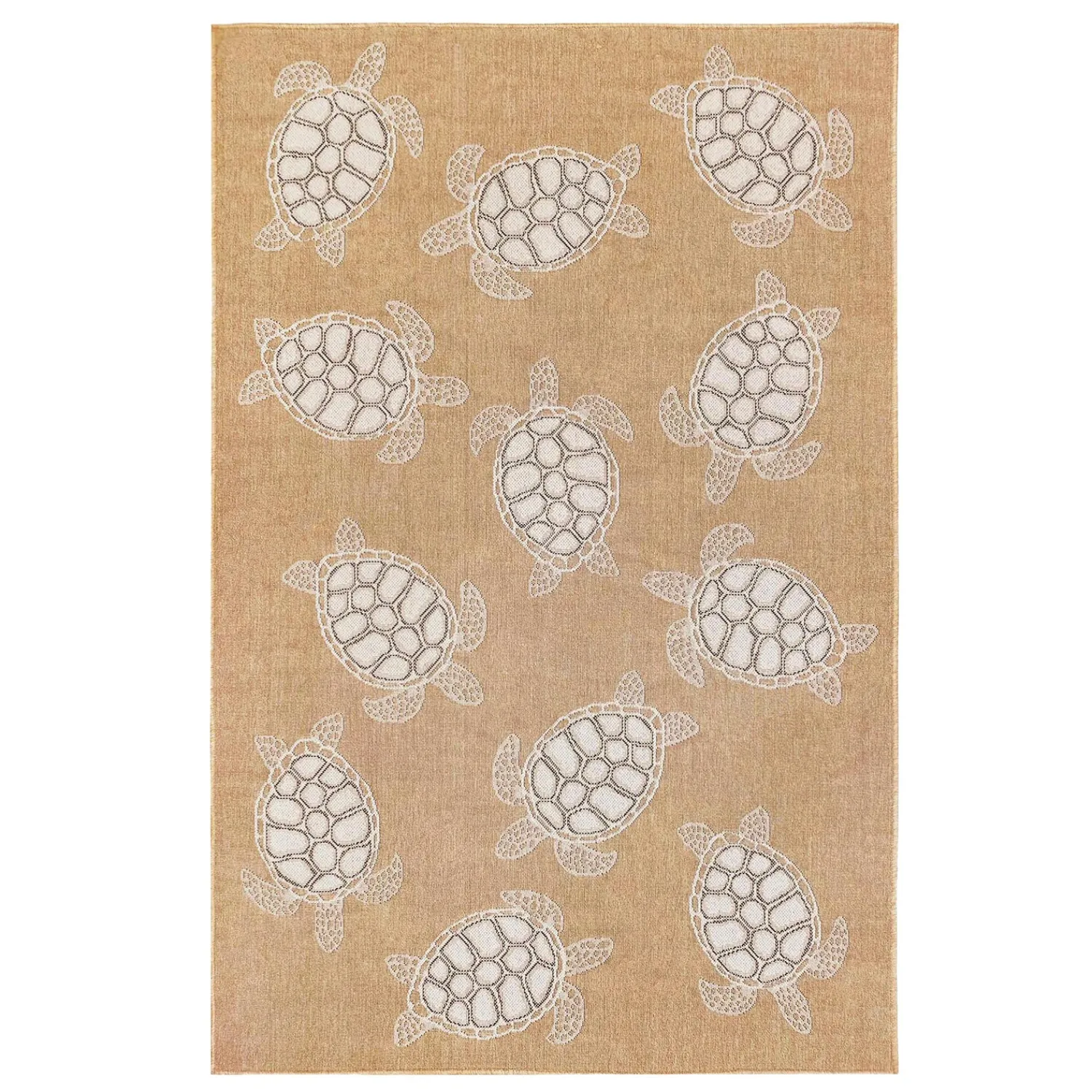Plow & Hearth Area Rugs>Indoor/Outdoor Textured Sea Turtles Polypropylene Rug, 6'6" x 9'4"