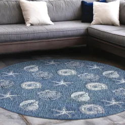 Plow & Hearth Area Rugs>Indoor/Outdoor Textured Shells Polypropylene Rug, 7'10" Round