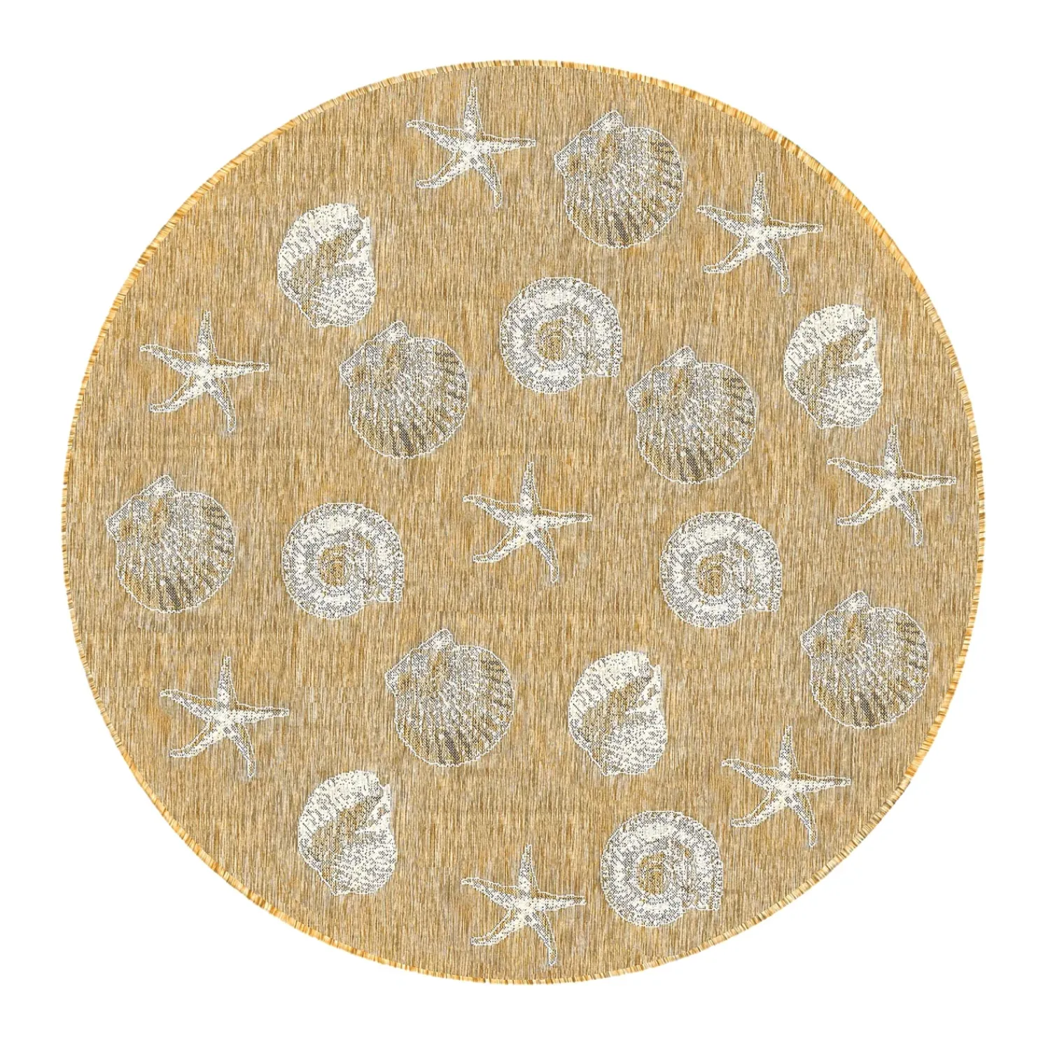 Plow & Hearth Area Rugs>Indoor/Outdoor Textured Shells Polypropylene Rug, 7'10" Round