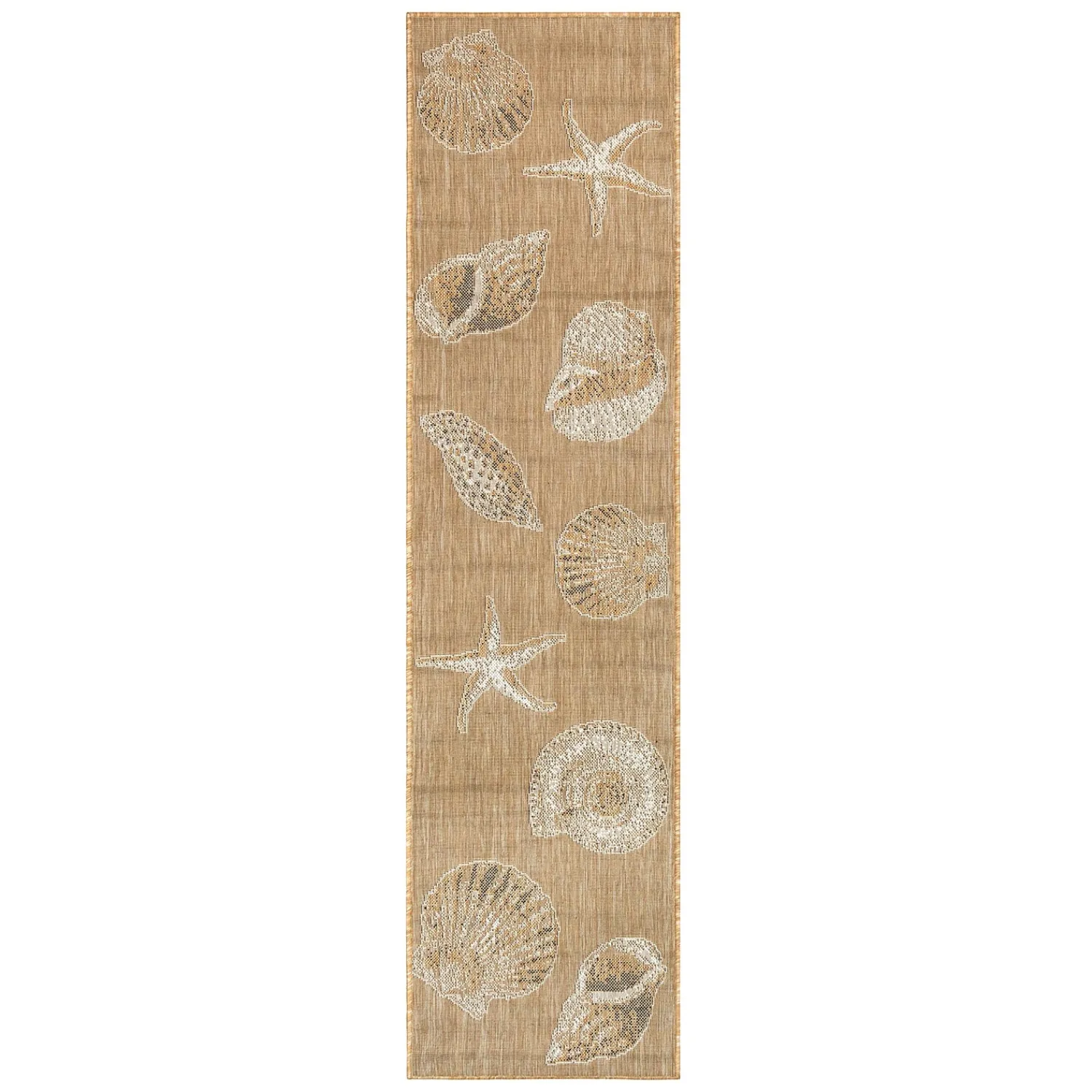 Plow & Hearth Runners>Indoor/Outdoor Textured Shells Polypropylene Runner, 23" x 7'6"