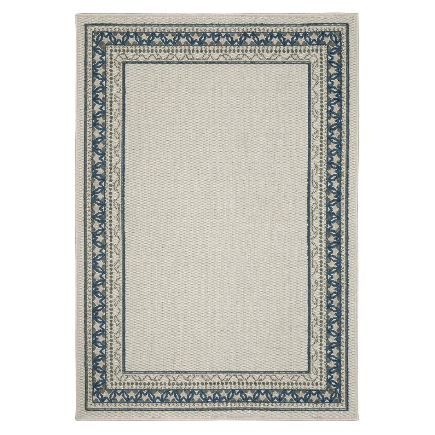 Plow & Hearth Area Rugs>Indoor/Outdoor York Border Polypropylene Rug, 3'3" x 5' Blue