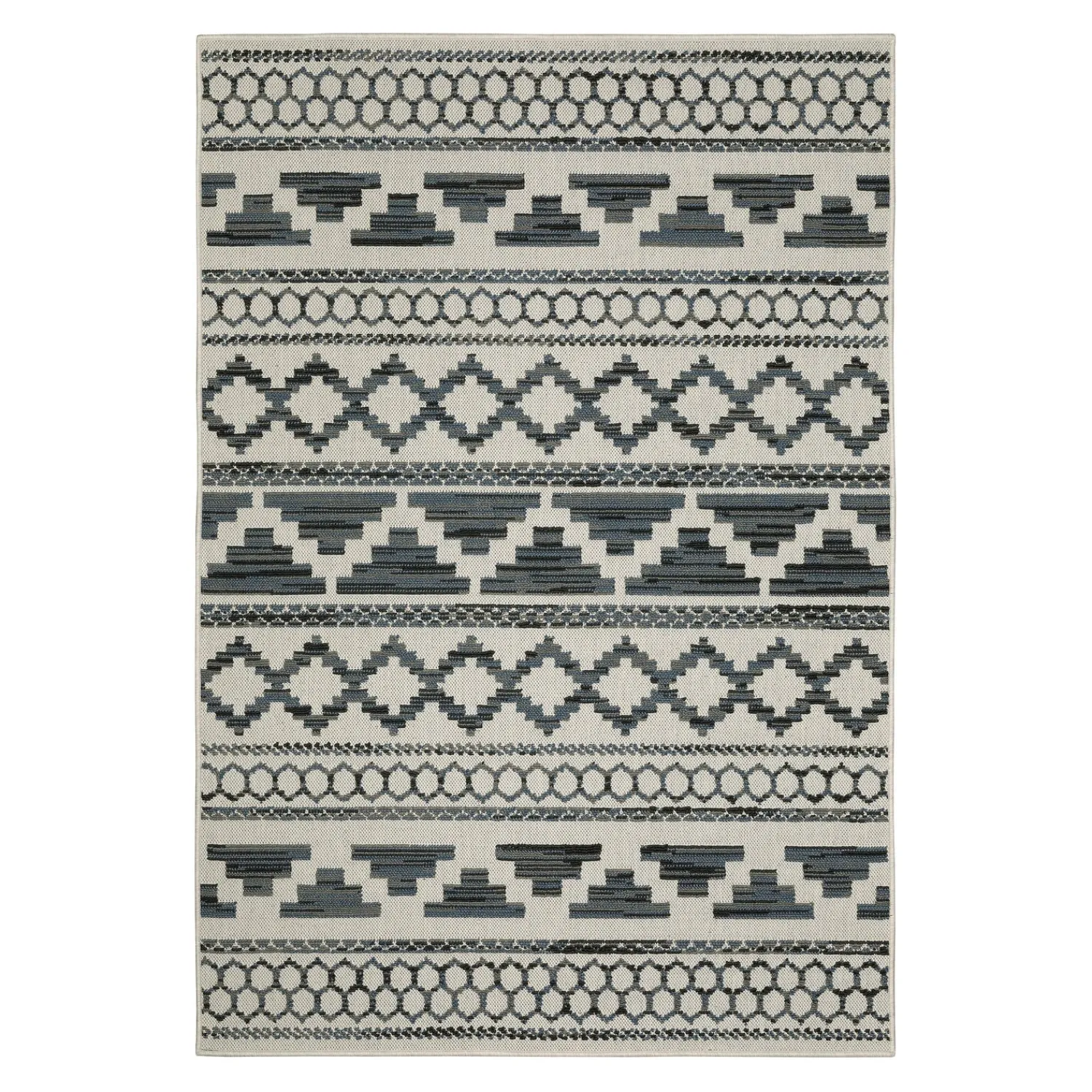 Plow & Hearth Area Rugs>Indoor/Outdoor York Desert Polypropylene Rug, 5'3" x 7'3" Blue