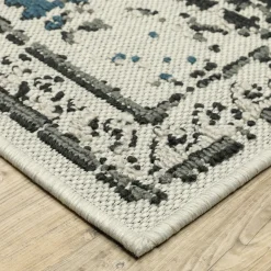 Plow & Hearth Area Rugs>Indoor/Outdoor York Traditional Medallion Polypropylene Runner, 1'10" x 7'3" Blue/Green