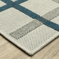 Plow & Hearth Area Rugs>Indoor/Outdoor York Windowpane Polypropylene Rug, 7'10" x 10' Blue/Green