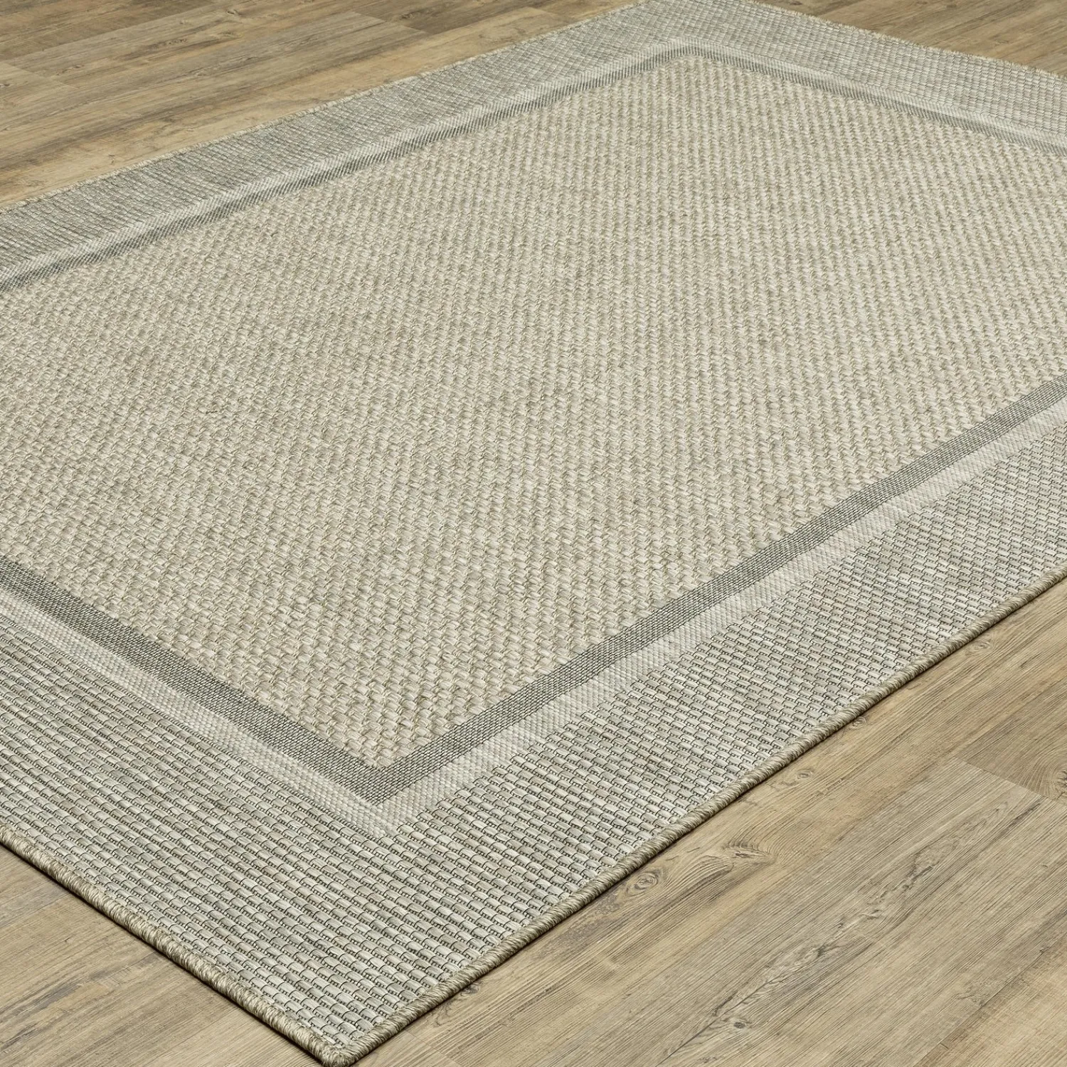 Plow & Hearth Area Rugs>Indoor/Outdoor Yucatan Border Polypropylene Rug, 3'3" x 5' Beige