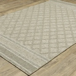 Plow & Hearth Area Rugs>Indoor/Outdoor Yucatan Lattice Polypropylene Rug, 3'3" x 5' Beige