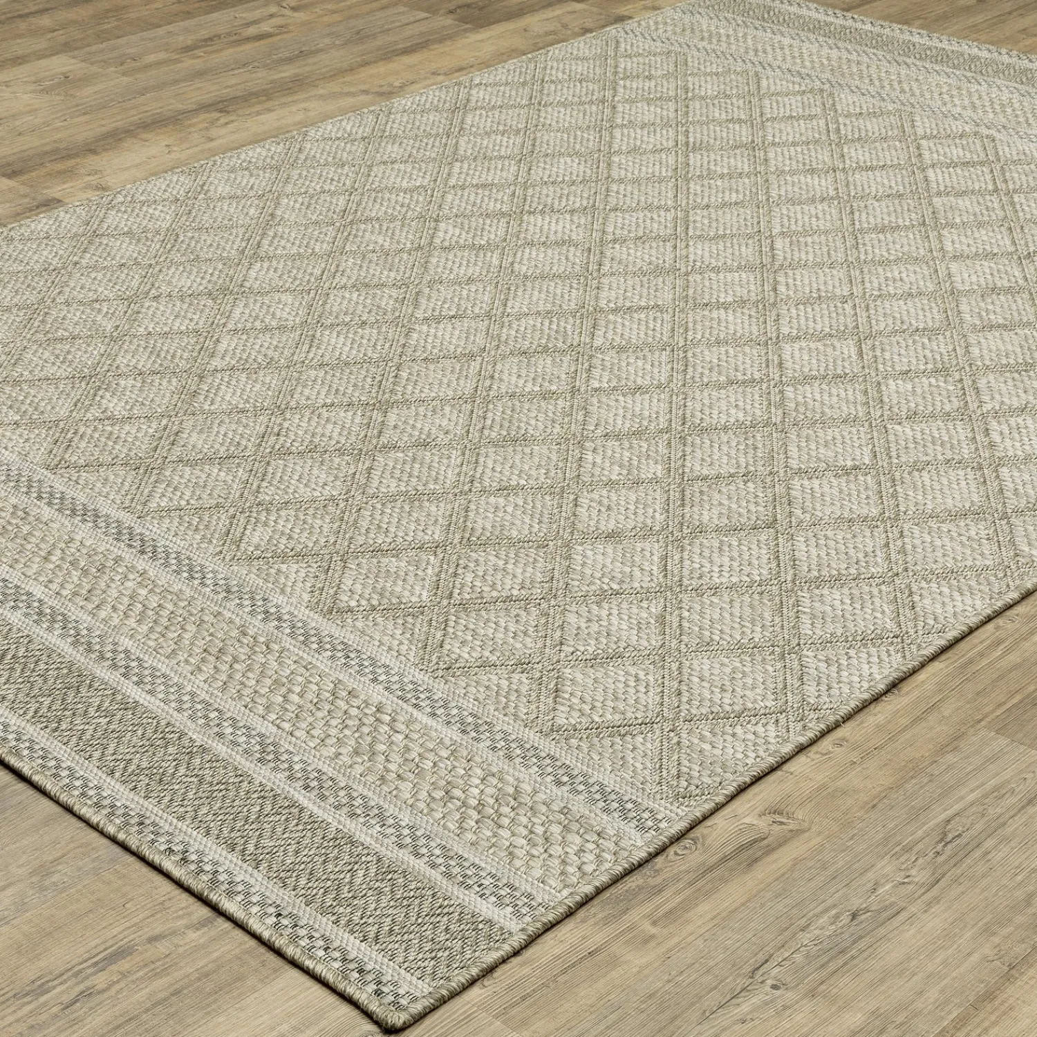 Plow & Hearth Area Rugs>Indoor/Outdoor Yucatan Lattice Polypropylene Rug, 5'3" x 7'3" Beige