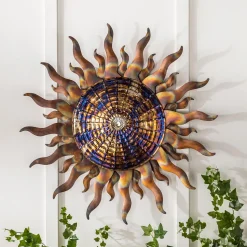 Plow & Hearth Outdoor Wall Art|Wall Art>Iridescent Metal Sun Wall Art