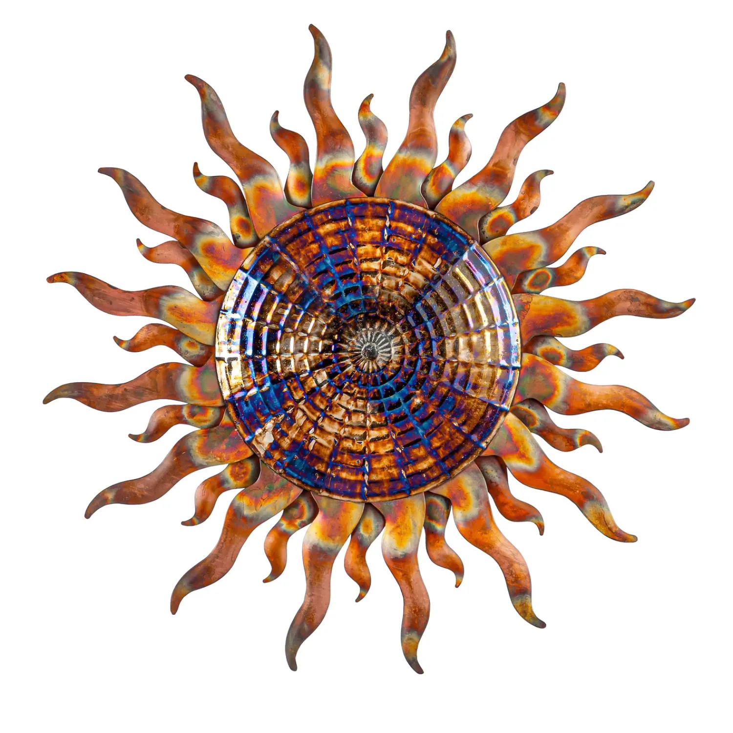 Plow & Hearth Outdoor Wall Art|Wall Art>Iridescent Metal Sun Wall Art