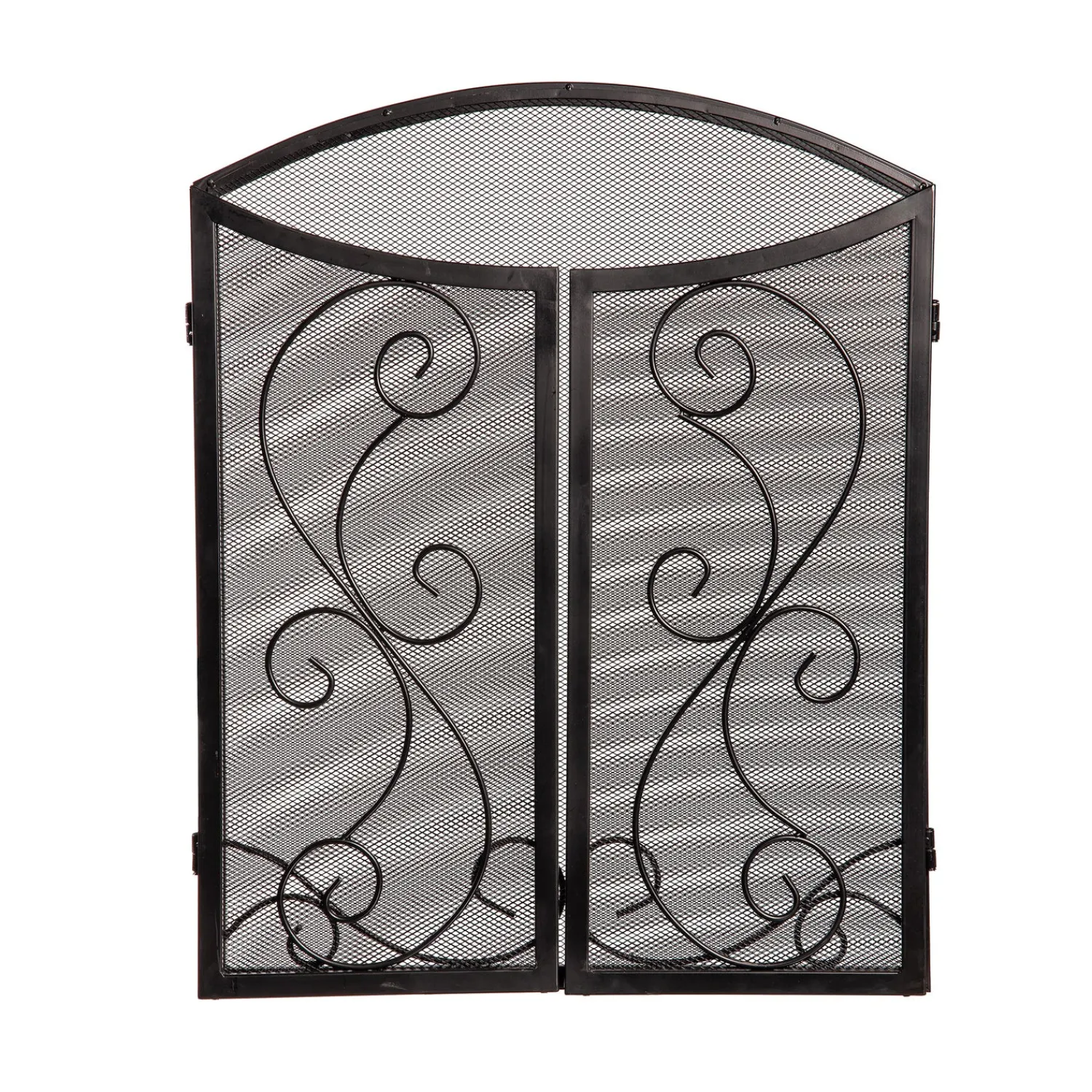 Plow & Hearth Tri-Panel Fireplace Screens>Iris Scroll Tri-Fold Fireplace Screen