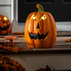 Plow & Hearth Garden Statues>Jack-O-Lantern Pumpkin LED Statue, 14"H
